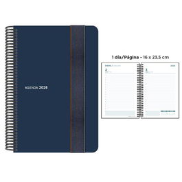 Agenda Anual (2026) Senfort Foam Espiral Tapa Pp Con Goma 160X235 D/P Azul
