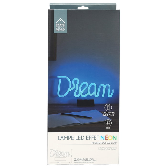 Home Deco Factory Lámpara Led Neón "Dream" A Pilas 33x4x17cm