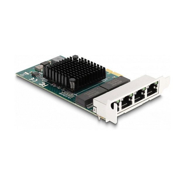 DeLOCK Tarjeta de Red PCI Express x1 Gigabit LAN 4 Puertos RJ45, PCIe x1 a 4 x RJ-45, 4 Gbit/s, Gris, para PC con Windows 10/11