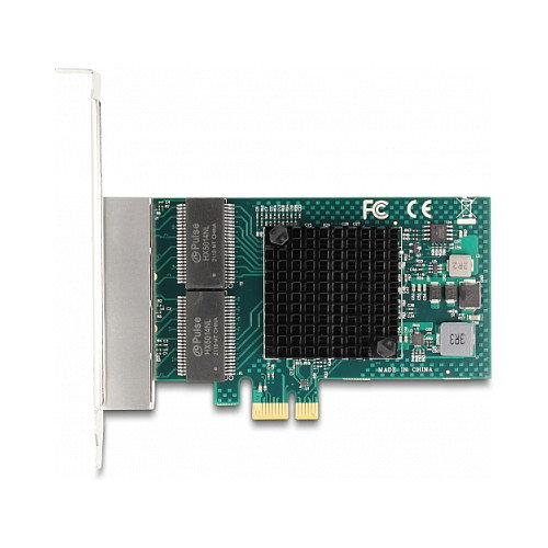 DeLOCK Tarjeta de Red PCI Express x1 Gigabit LAN 4 Puertos RJ45, PCIe x1 a 4 x RJ-45, 4 Gbit/s, Gris, para PC con Windows 10/11