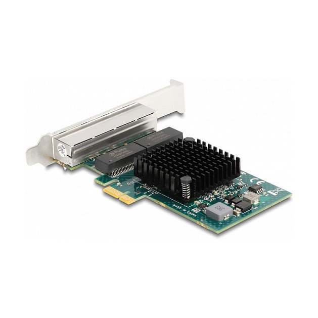 DeLOCK Tarjeta de Red PCI Express x1 Gigabit LAN 4 Puertos RJ45, PCIe x1 a 4 x RJ-45, 4 Gbit/s, Gris, para PC con Windows 10/11