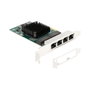DeLOCK Tarjeta de Red PCI Express x1 Gigabit LAN 4 Puertos RJ45, PCIe x1 a 4 x RJ-45, 4 Gbit/s, Gris, para PC con Windows 10/11
