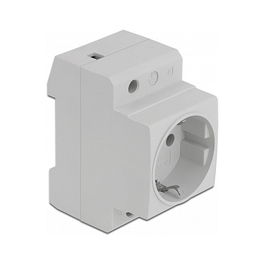 DeLOCK Tomacorriente con Contacto a Tierra CEE 7/3 para Montaje en Riel DIN, 250V 16A, Color Gris, 5 Piezas