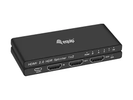 Equip 332716 Splitter HDMI 2.0, 1 Entrada a 2 Salidas, 4K Ultra HD/60Hz, 3D, HDCP 2.2, Aluminio Negro
