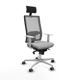 PIQUERAS Y CRESPO Silla de oficina Horna Gris claro con reposabrazos blancos