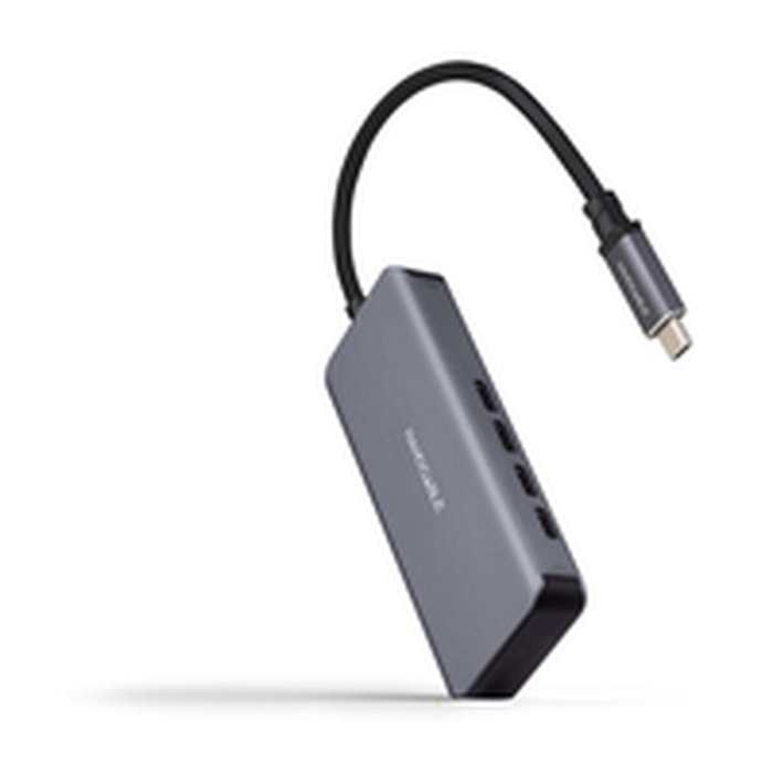 Nanocable Hub USB-C de Aluminio con 4 Puertos USB 3.2 Gen 1 Hembra, 10 cm, Gris
