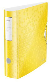 Archivador Palanca Leitz Active Wow Polyfoam A4 180º 75Mm Lomo Curvado Y Cierre Con Goma Amarillo (Set de 5)