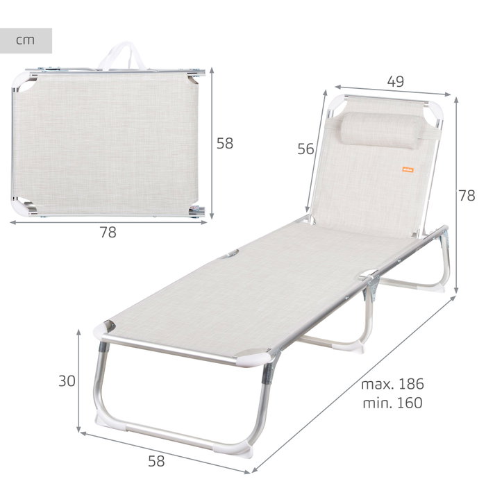 Aktive Tumbona Plegable de Aluminio 186x49 cm