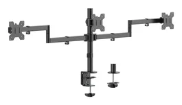 AISENS - SOPORTE DE MESA ECO GIRATORIO E INCLINABLE PARA 3 MONITORES 10KG (3 PIVOTES, 2 BRAZOS) DE 13-27, NEGRO