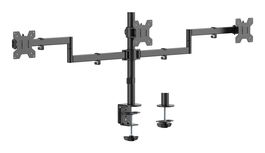 AISENS - SOPORTE DE MESA ECO GIRATORIO E INCLINABLE PARA 3 MONITORES 10KG (3 PIVOTES, 2 BRAZOS) DE 13-27, NEGRO