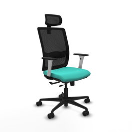 PIQUERAS Y CRESPO Silla de oficina Haches mecanismo Sincro/Traslack Turquesa y Negro