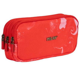 Milan Portatodo 3 Cremalleras Serie Lava Rojo Estuche Escolar Poliéster 22x11x6.5 cm