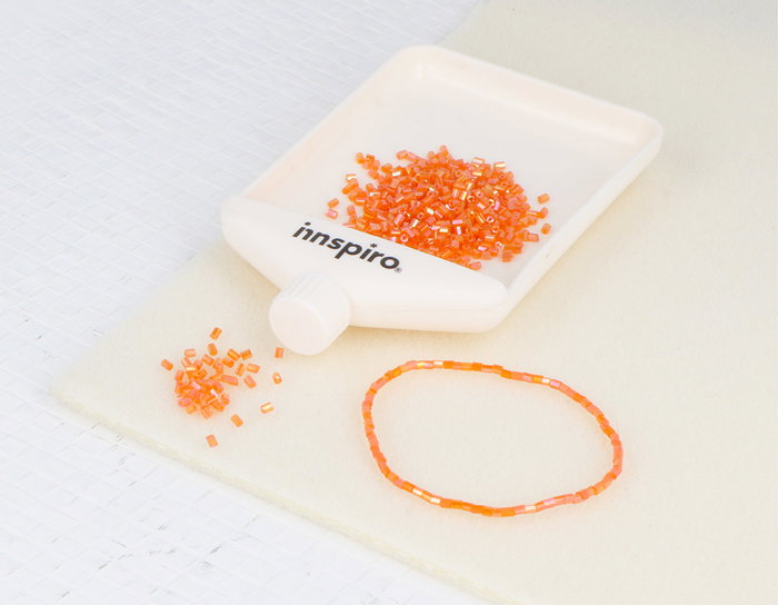 Innspiro Rocalla de Vidrio Cilindro Mini Aurora Boreal Naranja 2x2mm 100g