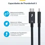 StarTech.com Cable Thunderbolt 5 USB-C 0,5 m 80 Gbps PD 240W Negro Certificado para 8K - TBLT5MM50CM240W - Compatible con Thunderbolt 4/3, USB4 y MacBook Pro M4