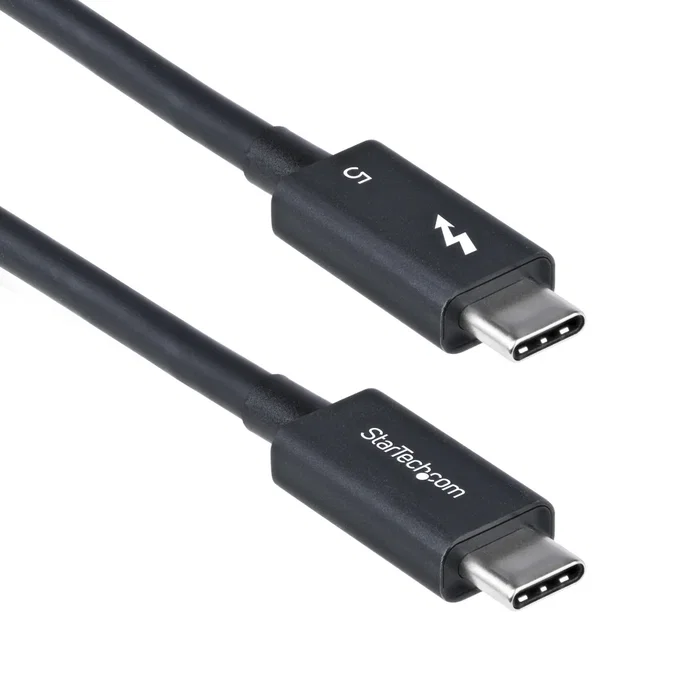 StarTech.com Cable Thunderbolt 5 USB-C 0,5 m 80 Gbps PD 240W Negro Certificado para 8K - TBLT5MM50CM240W - Compatible con Thunderbolt 4/3, USB4 y MacBook Pro M4