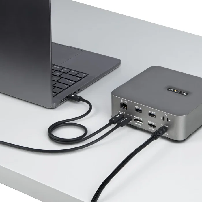 StarTech.com Cable Thunderbolt 5 USB-C 0,5 m 80 Gbps PD 240W Negro Certificado para 8K - TBLT5MM50CM240W - Compatible con Thunderbolt 4/3, USB4 y MacBook Pro M4
