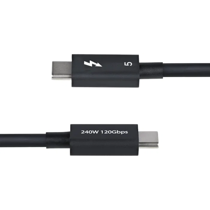 StarTech.com Cable Thunderbolt 5 USB-C 0,5 m 80 Gbps PD 240W Negro Certificado para 8K - TBLT5MM50CM240W - Compatible con Thunderbolt 4/3, USB4 y MacBook Pro M4