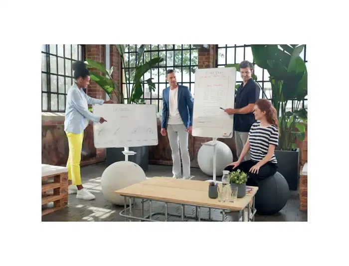 Nobo Pizarra de conferencia magnética doble cara con ruedas, blanca, 680x1040 mm