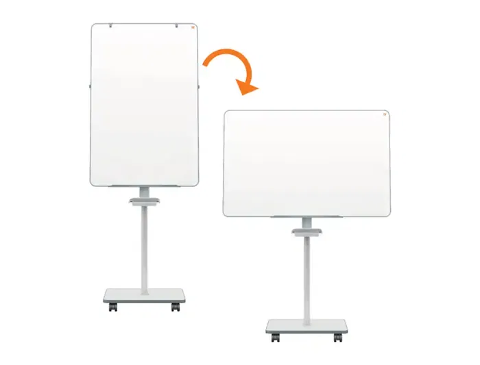 Nobo Pizarra de conferencia magnética doble cara con ruedas, blanca, 680x1040 mm