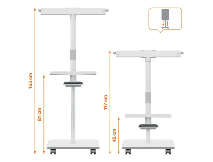 Nobo Pizarra de conferencia magnética doble cara con ruedas, blanca, 680x1040 mm
