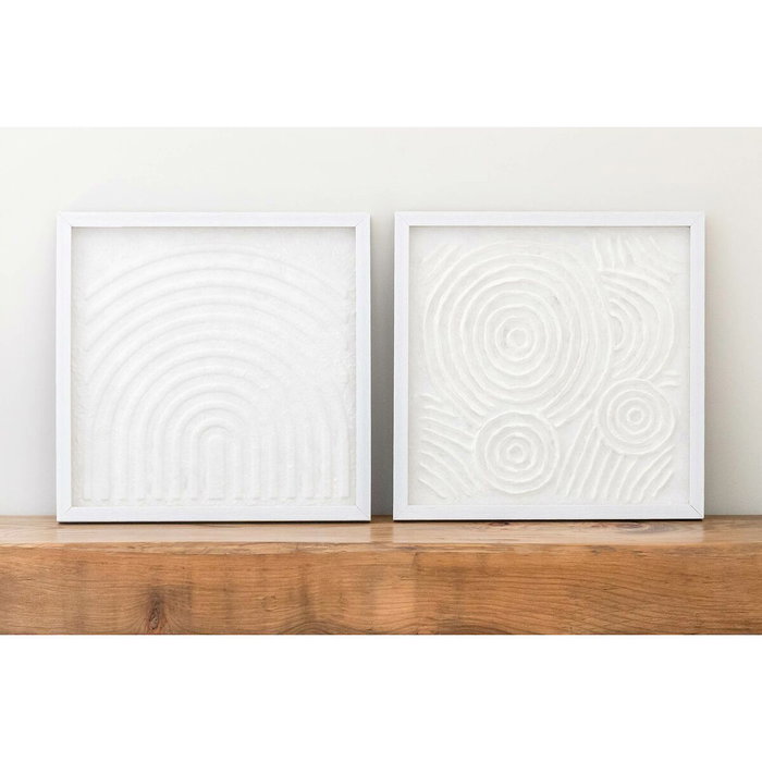 DKD Home Decor Set de 2 Cuadros Modernos de Cristal y Papel Maché 35x35 cm