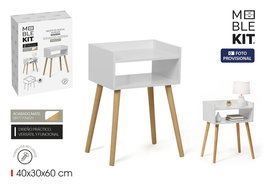 Inde Mesita Noche Auxiliar Blanca de Madera MobiliKit - 7,6 cm Ancho x 44,2 cm Alto x 32,8 cm Largo (2 Unidades)