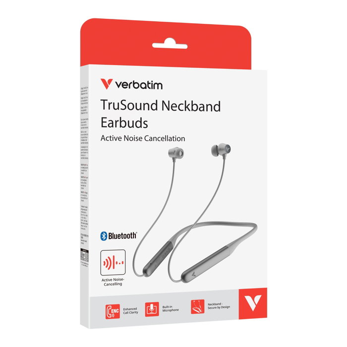 Verbatim TruSound ANC Neckband Earbuds, Gris