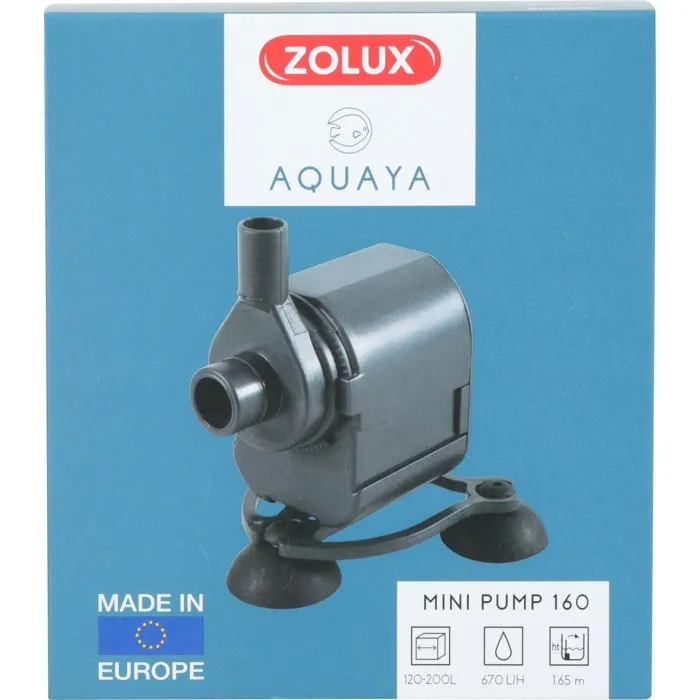 ZOLUX Minibomba de agua para acuario 7.5W, Caudal ajustable 670L/H, Boquilla giratoria, Para acuarios 120-160L, Ref. ZOL3336023264035
