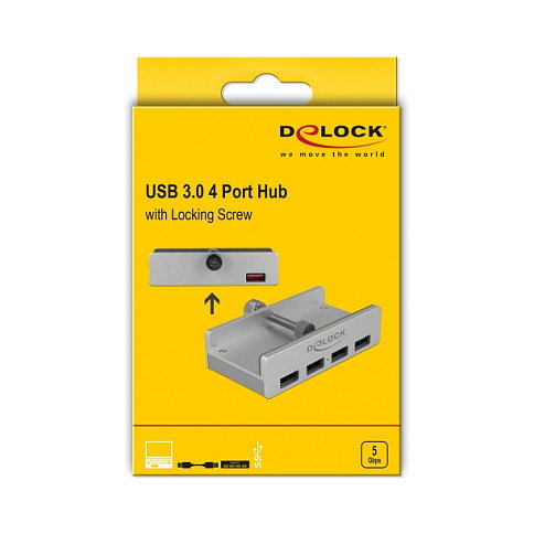 DeLOCK 64046 Hub USB 3.2 Gen 1 de 5 puertos con tornillo de fijación