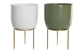 DKD Home Decor Macetero Metal 15x15x25 Surtido Verde y Blanco
