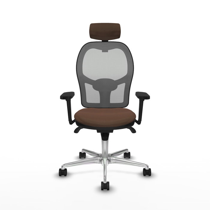 PIQUERAS Y CRESPO Silla de oficina Jorquera con mecanismo Sincro, Tela Marrón y Malla Gris PIQUERAS Y CRESPO Silla de oficina Jorquera con mecanismo Sincro, Tela Marrón y Malla Gris