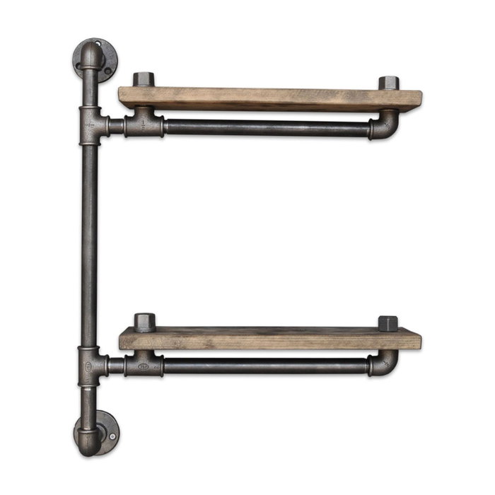 Hanah Home Estantería de tubos Boruraf076, madera de abeto y metal, nogal y negro, 60x47x13 cm Hanah Home Estantería de tubos Boruraf076, madera de abeto y metal, nogal y negro, 60x47x13 cm