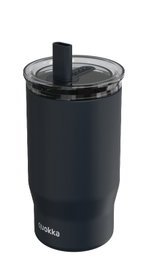 QUOKKA Taza Termo de Acero Inoxidable 720ml con Pajita Mist Black - Vaso de Viaje para Bebidas Calientes y Frias