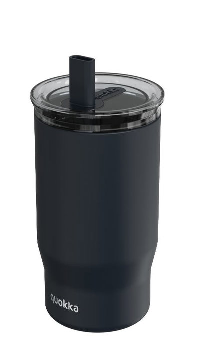 QUOKKA Taza Termo de Acero Inoxidable 720ml con Pajita Mist Black - Vaso de Viaje para Bebidas Calientes y Frias QUOKKA Taza Termo de Acero Inoxidable 720ml con Pajita Mist Black - Vaso de Viaje para Bebidas Calientes y Frias