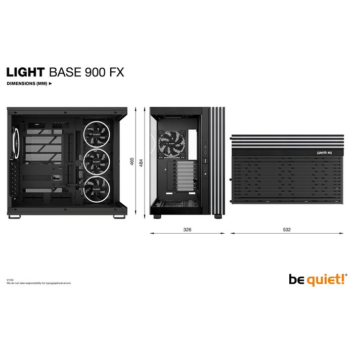 Be Quiet! Light Base 900 FX Black Torre Completa Full Tower para PC Gaming ATX, RGB, 4 Ventiladores, Cristal Templado