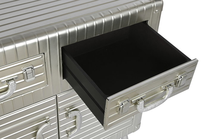 DKD Home Decor Aparador Vintage Plateado Metal MDF 2 Puertas 2 Cajones 80 x 39 x 82 cm