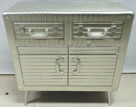 DKD Home Decor Aparador Vintage Plateado Metal MDF 2 Puertas 2 Cajones 80 x 39 x 82 cm