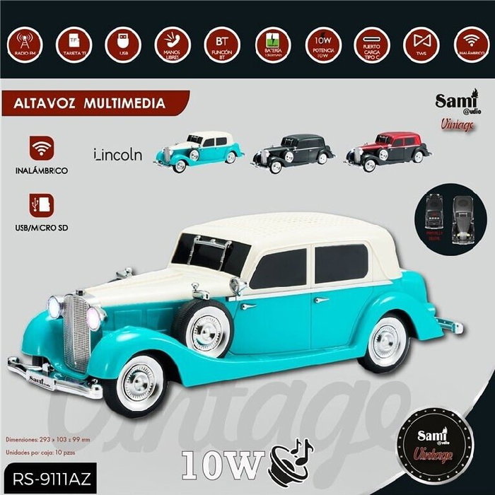 SAMI Altavoz Vintage Lincoln Azul Multimedia 10