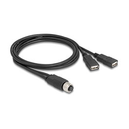DeLOCK 60290 Cable M12 a 2 x USB 2.0 Tipo-A, 1 m, Negro