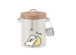 DKD Home Decor Bote de Metal Beige para Comida de Gato 17x15x22 cm