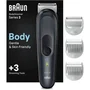 Braun BG3340 BodyGroomer Series 3 Cortapelos para Hombres con Tecnología SkinShield, Máxima Suavidad, 3 Accesorios y Batería Recargable de 80 Minutos de Autonomía