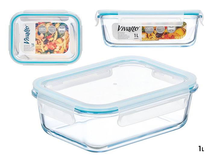 VIVALTO Fiambrera de Borosilicato Hermética 1000ml VIVALTO Fiambrera de Borosilicato Hermética 1000ml