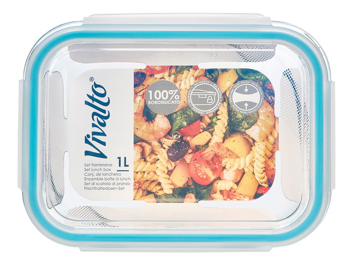 VIVALTO Fiambrera de Borosilicato Hermética 1000ml VIVALTO Fiambrera de Borosilicato Hermética 1000ml