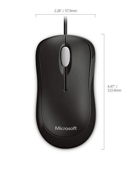 Microsoft Ratón Óptico Basic 4YH-00007 para Negocio, USB, 800 DPI, Ambidiestro, Negro