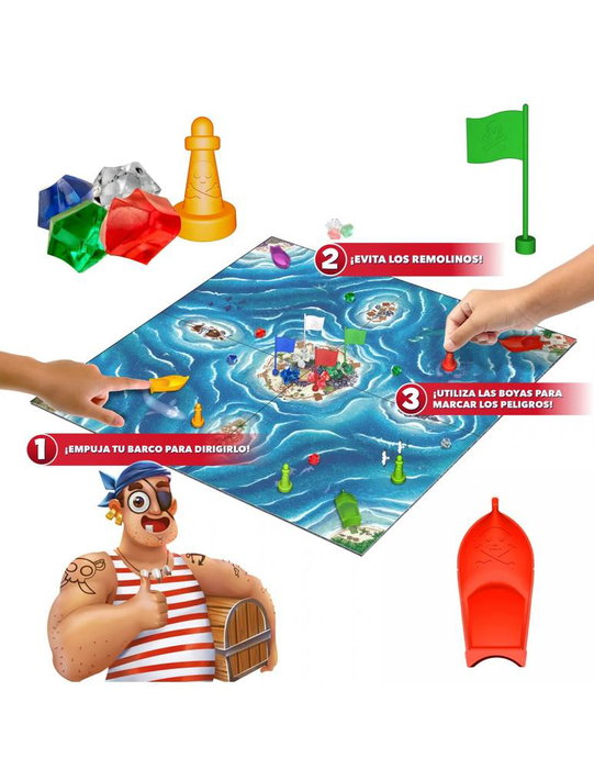 SD Games Bermuda Pirates - Juego de Mesa Familiar con Imanes Ocultos y Tablero Magnético