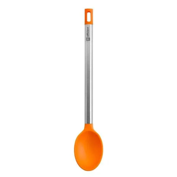 BRA A195007 Espátula de Cocina Nylon Silicona Acero Inoxidable, Resiste 200°C, Apt. Lavavajillas, Color Naranja y Plata, 35 cm