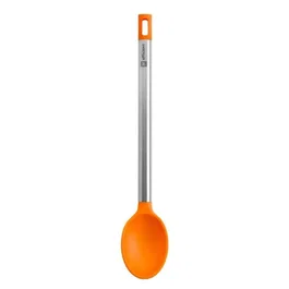 BRA A195007 Espátula de Cocina Nylon Silicona Acero Inoxidable, Resiste 200°C, Apt. Lavavajillas, Color Naranja y Plata, 35 cm
