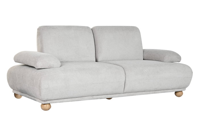 DKD Home Decor Sofá Cama Gris Claro con Respaldo y Brazos Abatibles