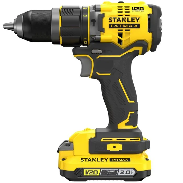 STANLEY FATMAX Taladro Percutor Brushless V20 SFMCD721M2K-QW con 2 Baterías de 4.0 Ah STANLEY FATMAX Taladro Percutor Brushless V20 SFMCD721M2K-QW con 2 Baterías de 4.0 Ah