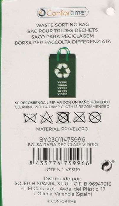 Confortime Bolsa Rafia Reciclaje Vidrio 44 x 32 x 0.5 cm (24 Unidades)